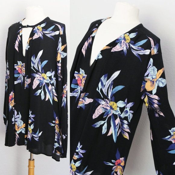 Free People Tree Swing Tunic Mini Dress S Night Combo Orchid Vibrant Floral $128 - Picture 11 of 16